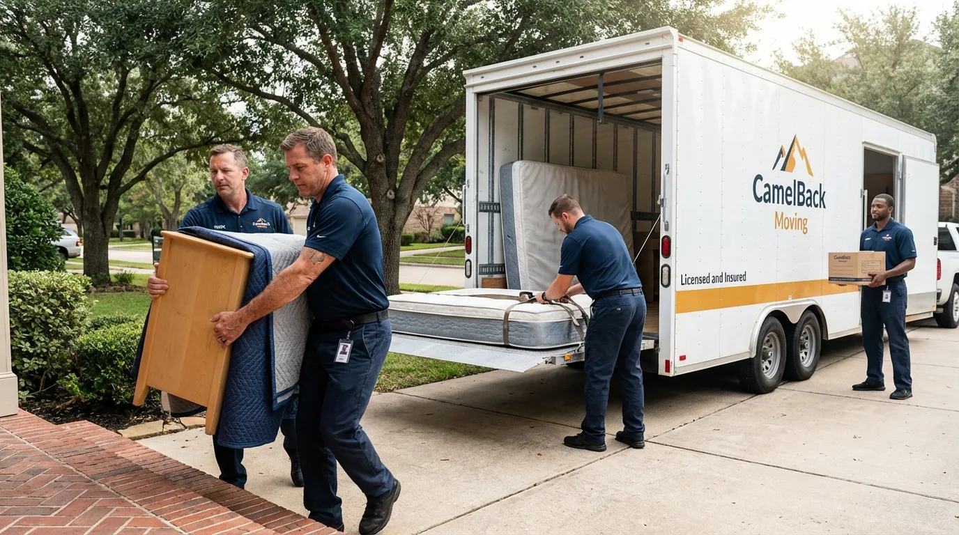 Crew loading residential truck for cross-state move from Shady Side, MD